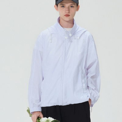 LIVINGTOWN户外运动速干宽松透气UPF50+防晒服可收纳帽轻薄外套