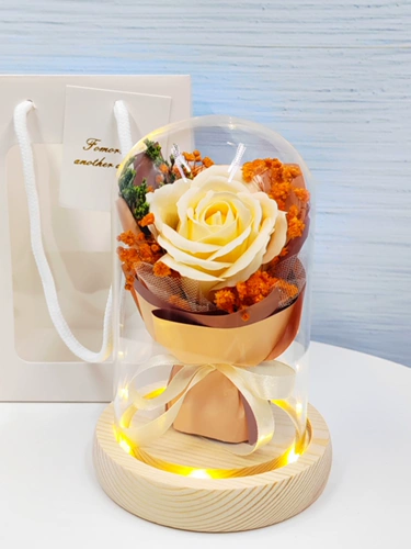 Стеклянное мыло с розой в составе для друга в форме цветка, креативный подарок, подарок на день рождения