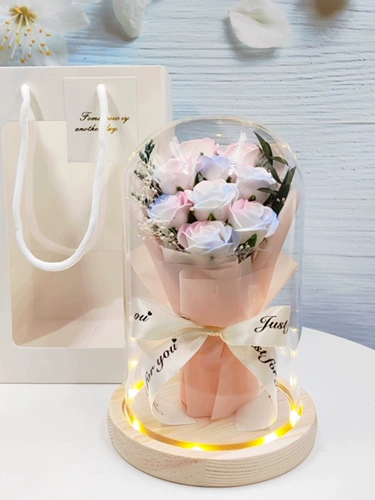 Стеклянное мыло с розой в составе для друга в форме цветка, креативный подарок, подарок на день рождения