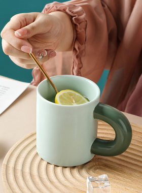 糖果色撞色马克杯家用陶瓷杯