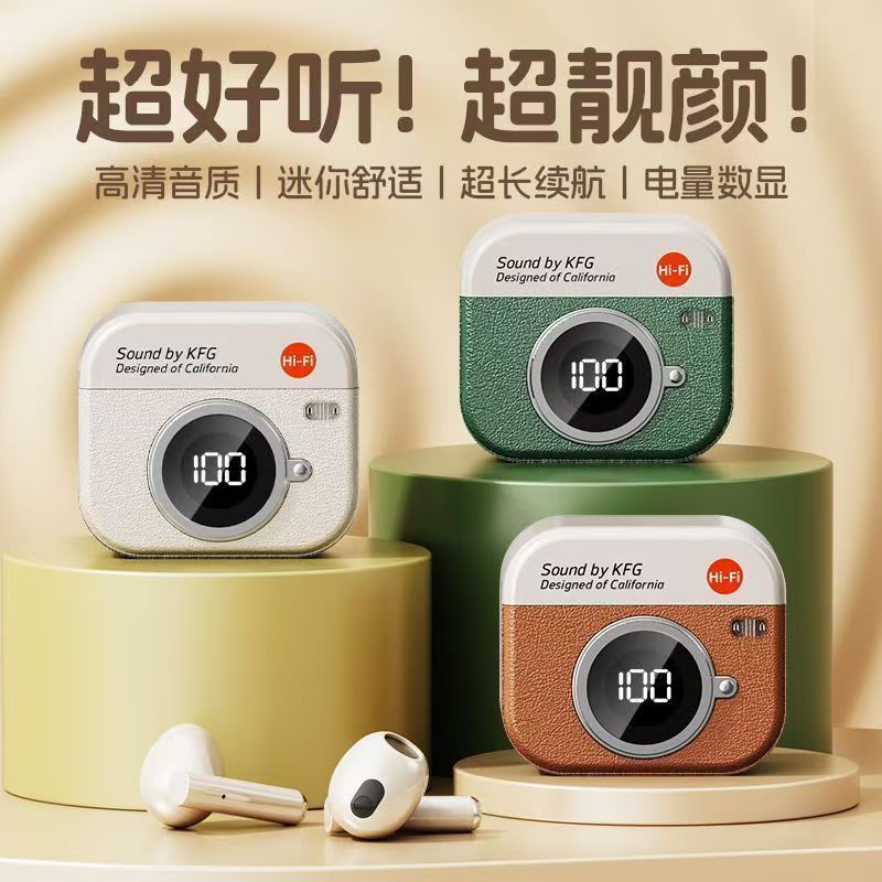 2025新款复古相机入耳式蓝牙耳机