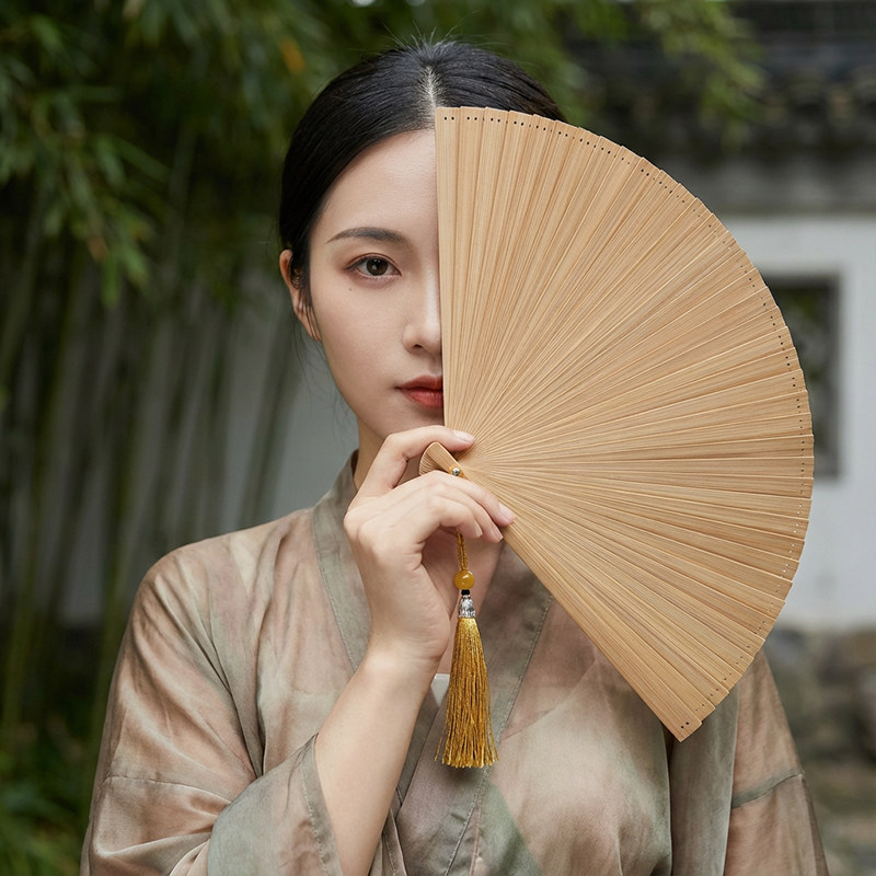 全竹折叠扇子中国风复古典夏天小巧携带古风汉服旗袍专用跳舞扇子