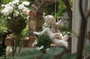 复古做旧悬挂树脂爱神丘比特小天使挂件摆件花园庭院装 饰品现货