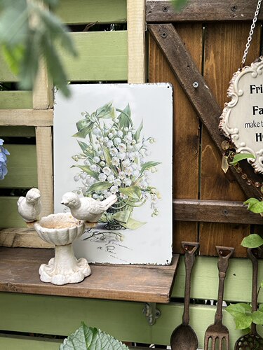 张包复古天使花朵玫瑰铁皮装饰画