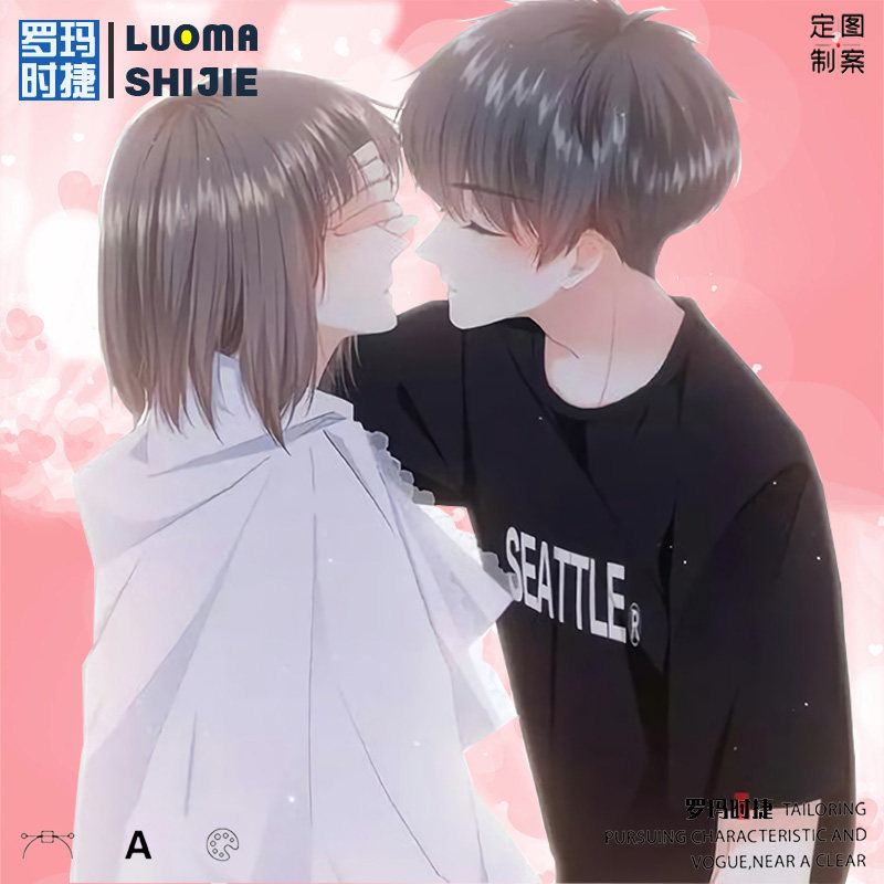 男短袖t恤潮流网红 漫画怦然心动狄淇儿江应怜同款男t恤短袖纯棉