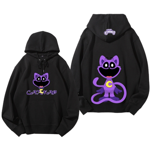 波比3微笑小动物瞌睡猫周边卫衣男女春秋纯棉儿童百搭休闲带帽