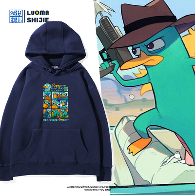 飞哥与小佛密探阿泰鸭嘴兽泰瑞周边连帽卫衣男女秋冬加绒百搭衣服