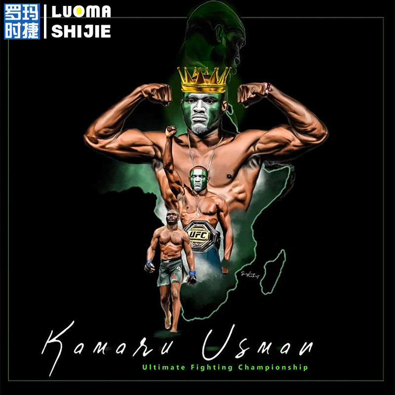 尼日利亚噩梦卡马努乌斯曼t恤男短袖宽松 mma综合格斗迷短袖t恤男