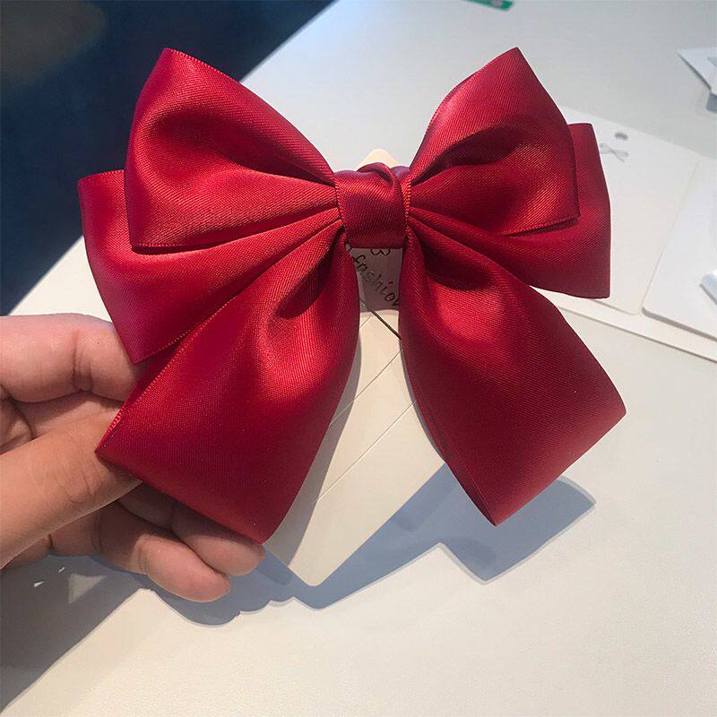 蝴蝶结头饰发卡马尾扎发顶夹儿童小女孩红色大蝴蝶结发夹女后脑勺