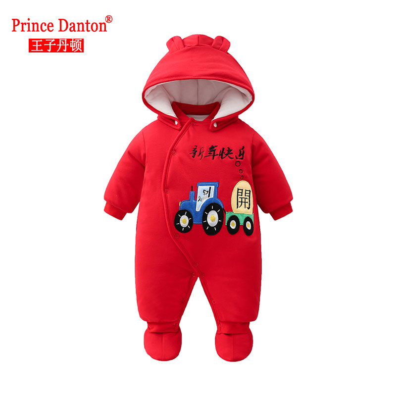 新生外出加厚冬装宝宝连体衣服