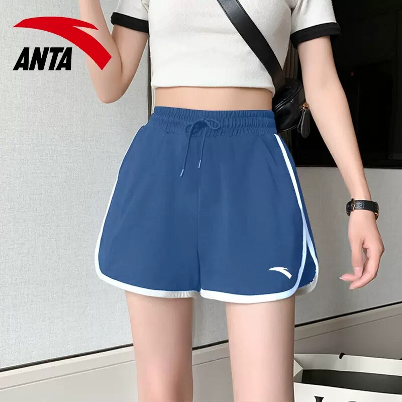 安踏吸湿速干复古运动短裤女2024夏季新款美式跑步训练显瘦运动裤