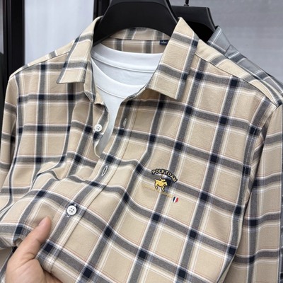 保罗轻奢100%纯棉长袖衬衫