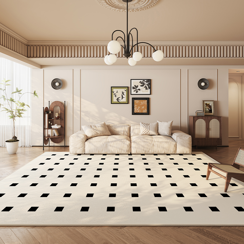 华秀家用客厅奶油法兰绒抑菌地毯