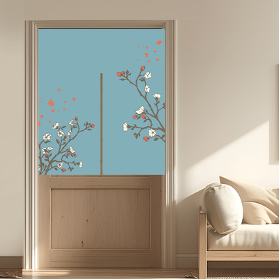 艾卡洛棉麻混纺对开免打孔门帘