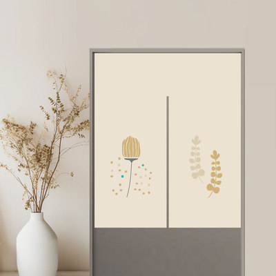 厨房伸缩杆莲花免打孔门帘布艺