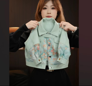 2026新款 拼接休闲外套 国风儿童气质皮衣百搭时尚