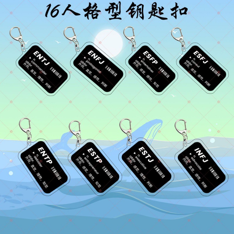 MBTI 16型人格周边钥匙扣书包行李笔袋创意文字双面挂件礼物INTP