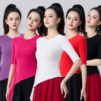 新中式古典舞春夏中袖飘纱身韵现代舞上衣舞蹈服-YM2603