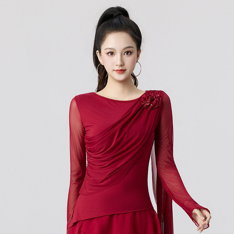 新款现代舞练功服女舞蹈服套装中国舞古典舞成人飘纱形体服装长袖