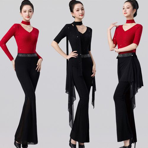 2026年新款形体训练服套装中袖亮片上衣高端优雅仪态导师训练服女