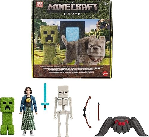 美国Minecraft我的世界大电影史蒂夫苦力怕骷髅狼MC公仔手办人偶