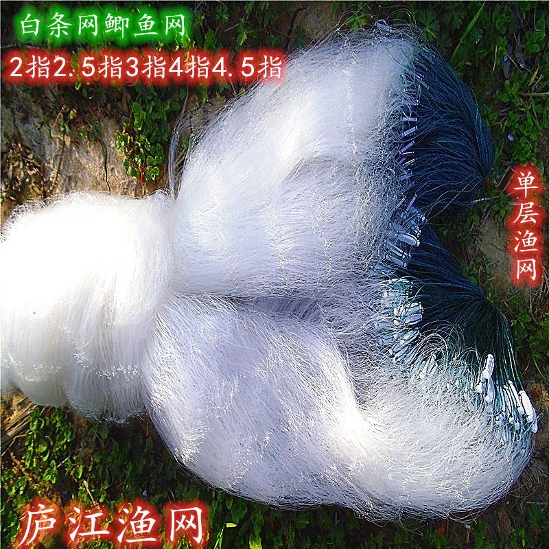 单层白条网鲫鱼网渔网粘网丝网捕鱼网2指3指4.5指沉网浮网粗丝网
