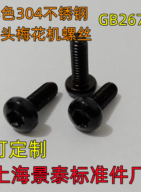 镀黑锌黑色304不锈钢GB2672圆头盘头内梅花槽机螺丝钉异型 M4M5M6