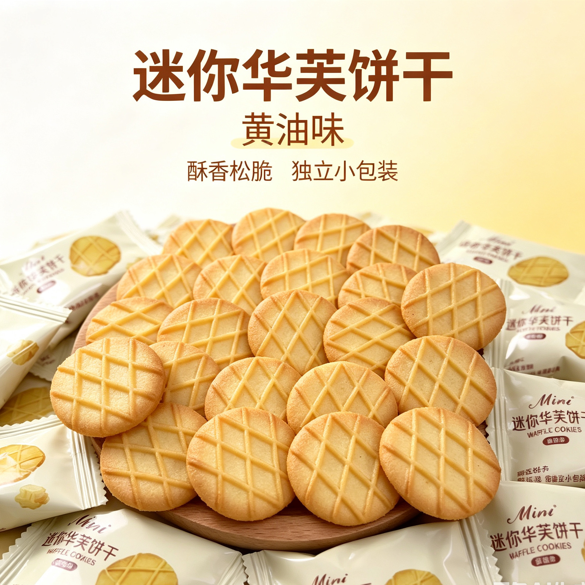 迷你华芙饼干黄油味酥香松脆办公室追剧点心独立小包装散装小零食