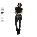 itsdinn 黑红撞色费尔岛驯鹿针织大高领毛衣连衣裙