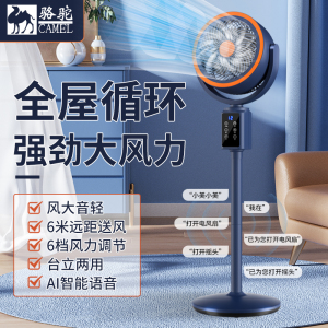 骆驼空气循环扇电风扇家用落地扇大风力静音语音遥控立式涡轮电扇