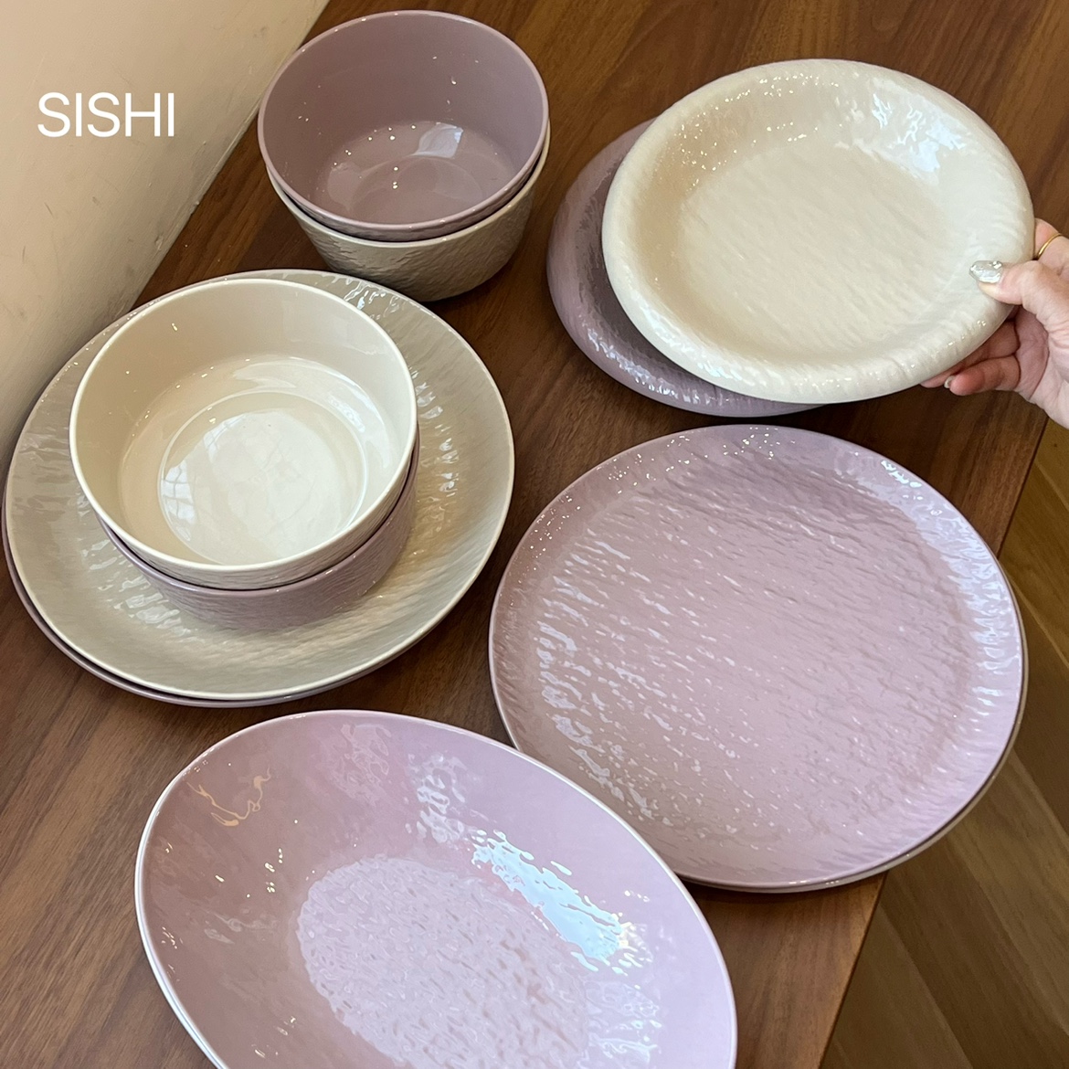 四时有梨 纹理亮面碗盘餐具套装ins 风家用餐餐具厨房高颜值碗盘