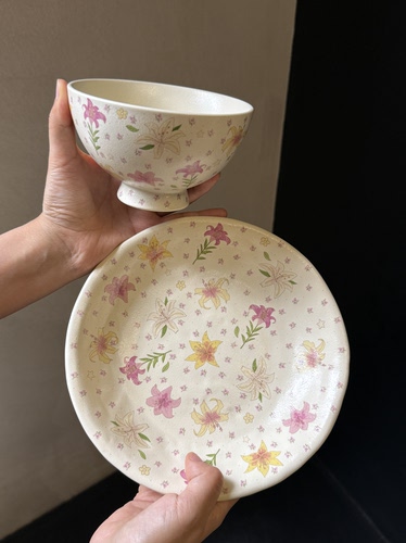 四时有梨 奶油百合家用餐具盘子碗