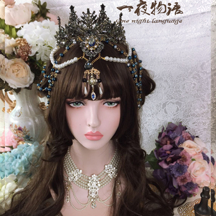 *全款【一夜物语】原创lolita头饰*洛英斯之冠*加冕皇冠*绀金色