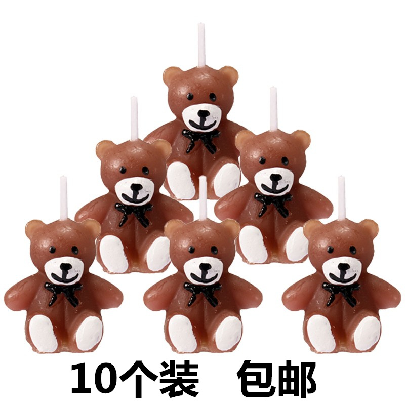 小熊蜡烛蛋糕装饰摆件生日