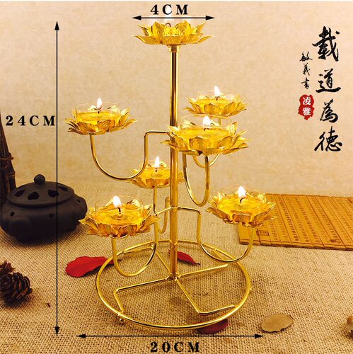 特价酥油烛台三层七星酥油灯座锌合金双片莲花灯座蜡烛灯架供灯