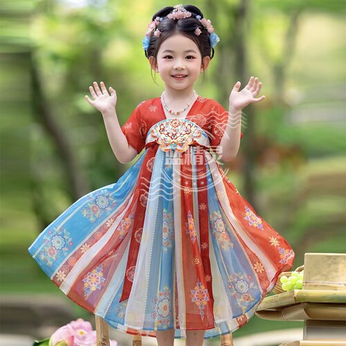 儿童汉服女童夏装襦裙新款超仙古风小女孩唐装连衣裙国风表演服
