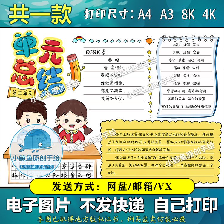 166单元总结手抄报模板电子版小学生语文英语单元复习总结手抄报