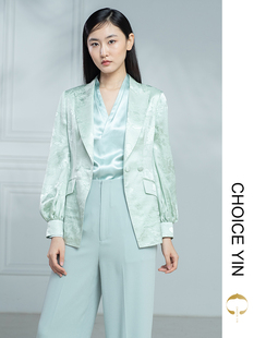 拼袖 国风女装 真丝提花西服外套 YIN职场优雅场景定制中式 CHOICE