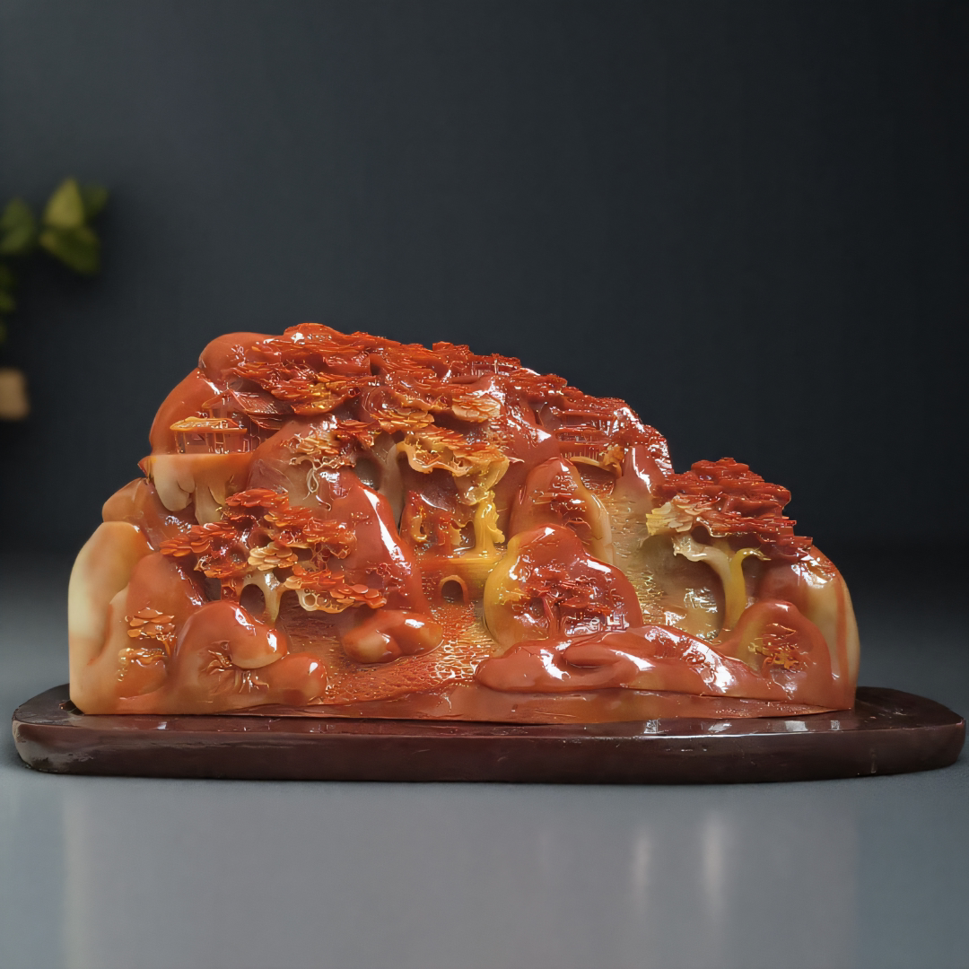 玉石仿寿山石雕芙蓉石鸿运当头客厅风水摆件开业乔迁奇石影视道具