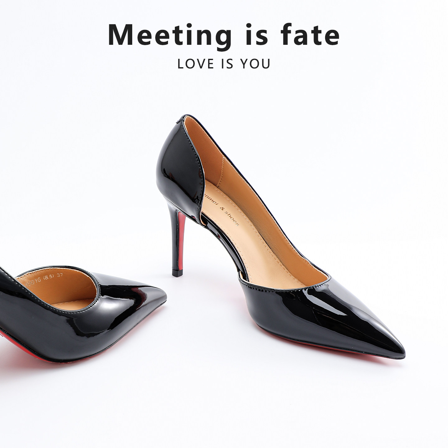 红底黑色高跟鞋细跟浅口新款春秋御姐百搭职业通勤鞋侧空尖头单鞋