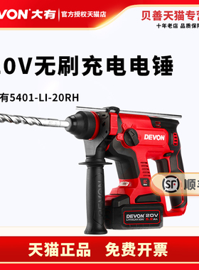 DEVON大有5401充电电锤电钻无刷锂电池混凝土两用冲击钻家用电镐