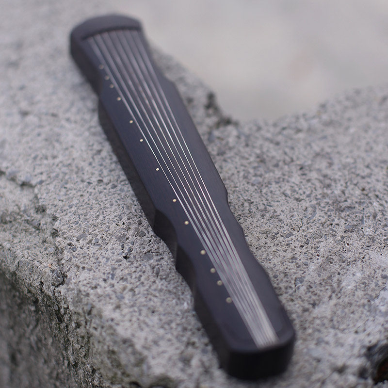 黑檀镶嵌999纯银丝古琴镇纸文具文房四宝镇尺木雕 伏羲式九霄环佩