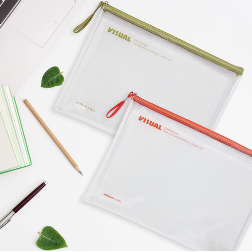 金得利pvc网格拉链袋商务办公a4