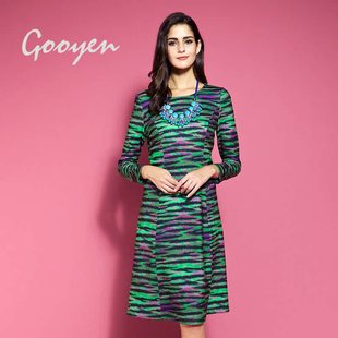 非质量问题no退no换 连衣裙 国内线下古源专柜代购 虎纹绿长袖