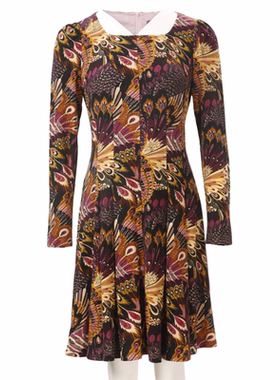 国内线下古源代购凤尾长袖圆领连衣裙 no退no换介意者慎拍