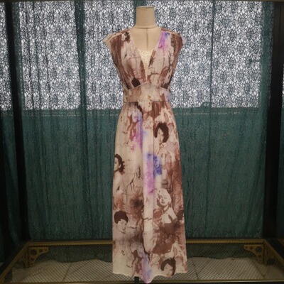 古源专柜代购梦露印花高腰连衣裙