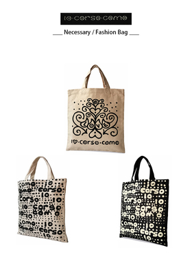 日系潮牌CdG经典时尚logo字母超厚帆布敞口杂志文件托特包购物袋