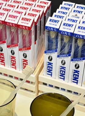 日本KENT马毛牙刷豚毛牙刷中毛软毛牙刷天然白马毛牙刷牙齿清洁
