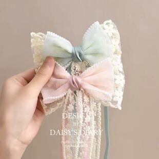 儿童蕾丝飘带发夹公主蝴蝶结头饰夹子小女孩汉服发饰女童发卡