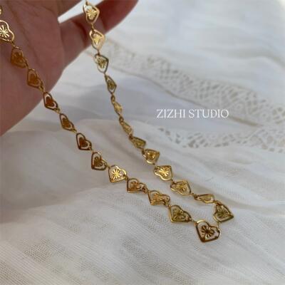 ZIZHI STUDIO复古小众多层法式精致爱心钛钢叠戴项链百搭手链套装